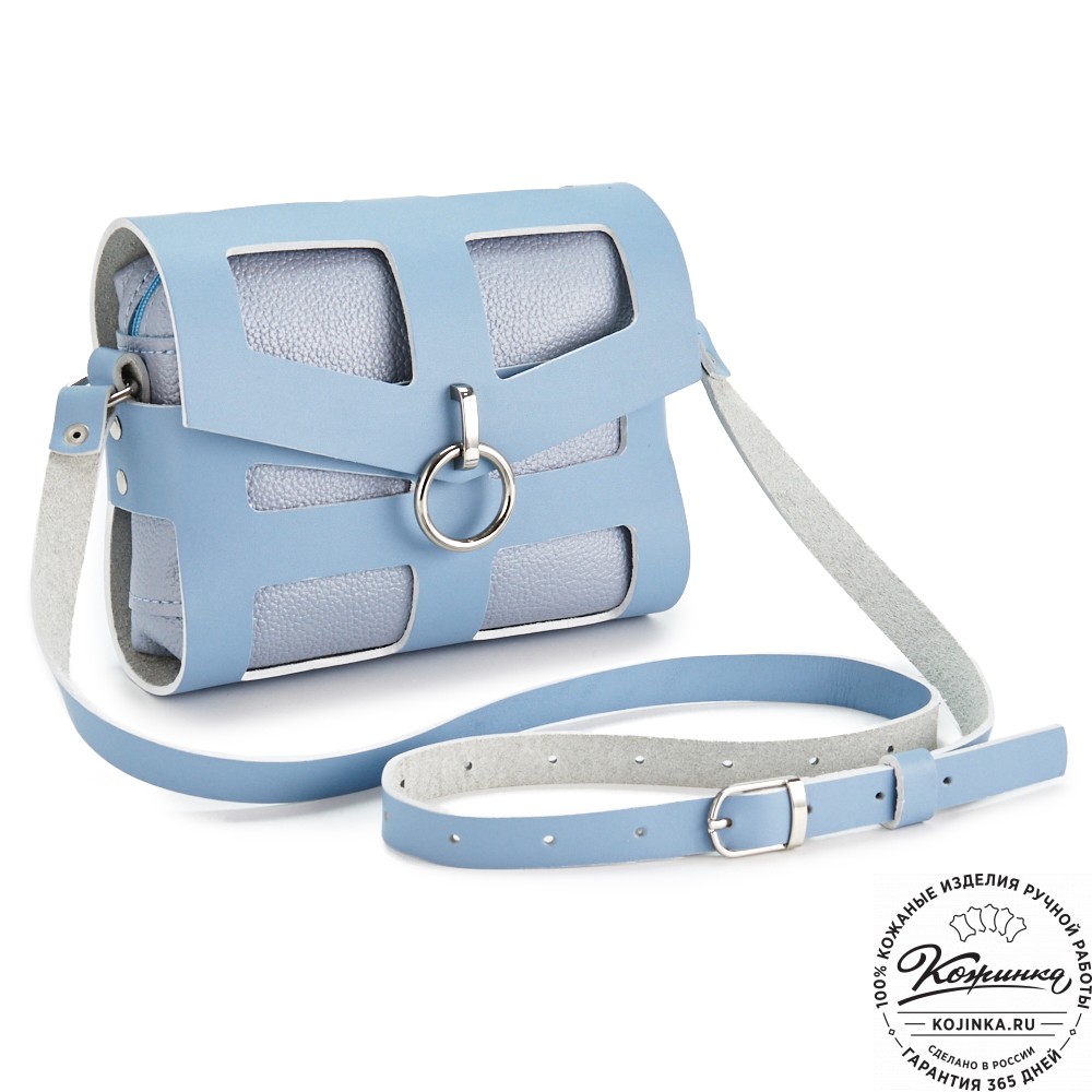 Женская кожаная сумка "Кортни" (голубая) 